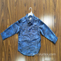 Camicia da bambino a maniche lunghe con risvolto azzurro stampato